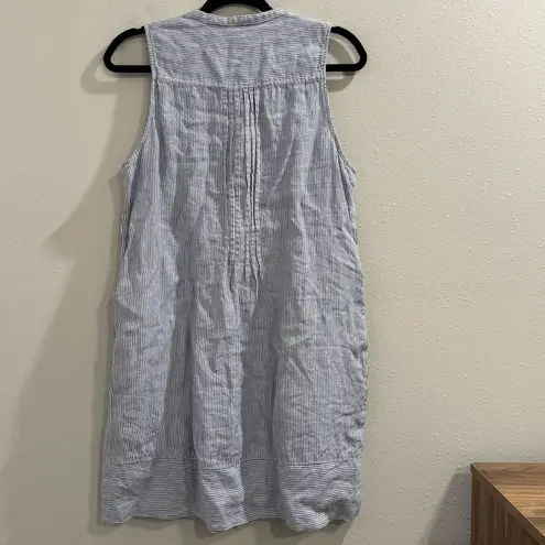 Faherty Medium Striped Isha Linen Mini Dress Relaxed Lagenlook Beach Resortwear