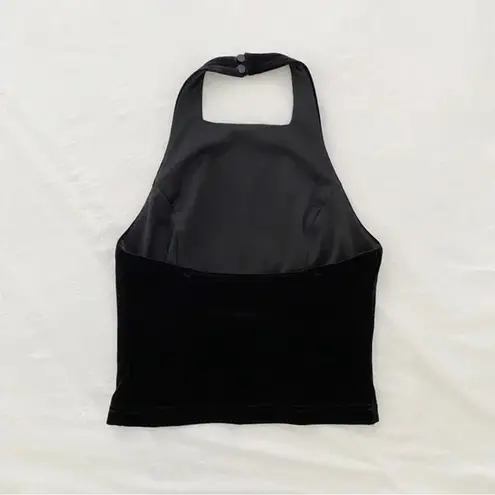 Be Smart Vintage Y2K Velvet High Neck Halter Top Size 5/6 Black