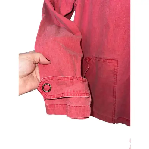 Coldwater Creek Jacket Womens Washed Red Cotton Pullover Denim Hooded Size 3X