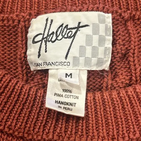 Hallet Sweater Womens Medium Hand Knit Rust Red Peru Pima Cotton - Image 2