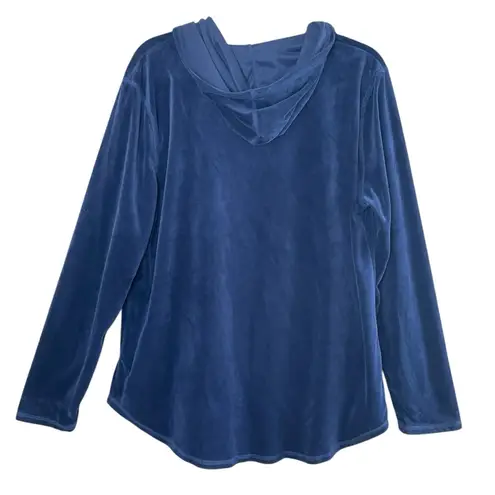 Hue Navy Blue Lightweight Velour Full Zip Cozy Casual Hoodie, XL