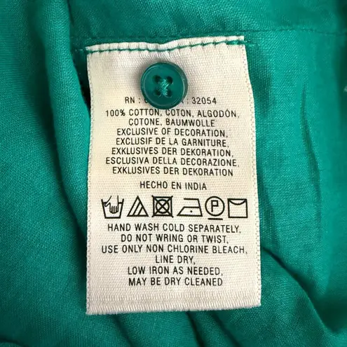 Maeve by Anthropologie Swiss Dot Shirt Dress Women's 0 Green Crochet Button Up