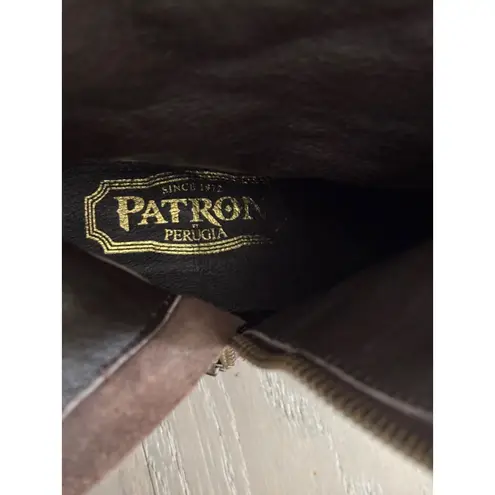 Patron By Perugia Rock Brown Studded Leather Boots Size 8 Western Bling Festival