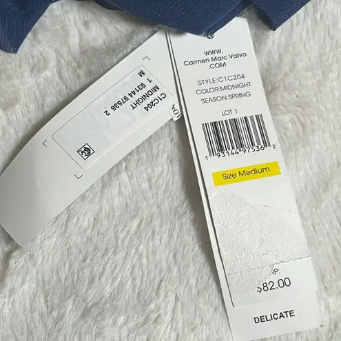 Carmen Marc Valvo Women's Mesh Ruffle Midnight Blue Bikini Top size Medium NEW