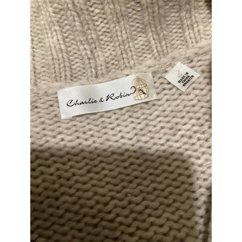 Charlie & Robin Knit Cardigan Sweater Jacket Beige Double Button L Cozy Wool Tan Size L - Image 4