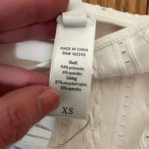 ANDIE Bikini Set Delray Top 90s High Waisted Bottom Bikini blue cream sz XS NWT