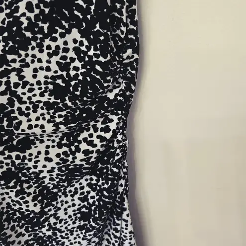 Norma Kamali Animal Print Knee-Length Ruched Black and White Dress Women Size XL