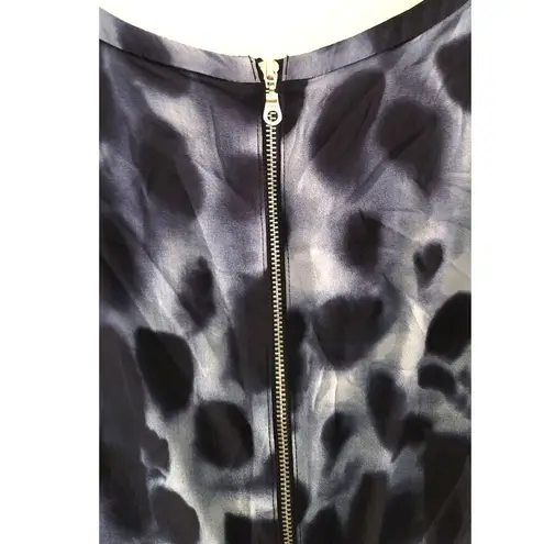 Whistles Silk Blend Blue Tones Ruched Full Back Zip Bodycon Dress 6