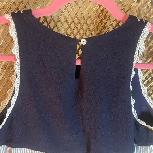 THML EUC Women’s Boho Preppy Sleeveless Embroidered & Striped Dress Sz S 🦋💖🌴