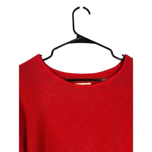 Chico's Design Red Long Sleeve Silk Linen Blend Scoop Neck Sweater Women Sz 1
