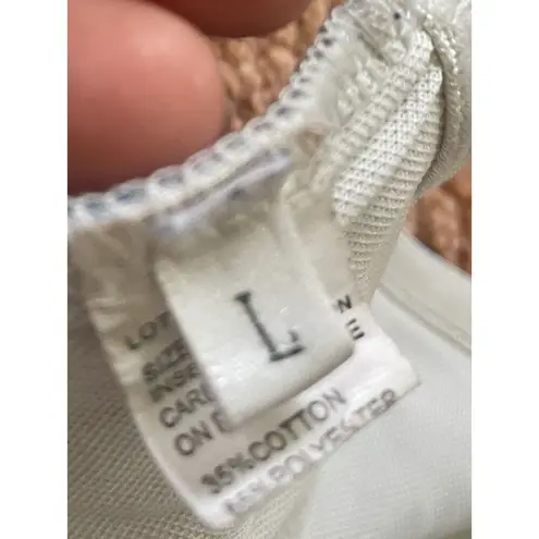 Blue Floral Stripe Fringe Bandana Tube Top L Strapless Tie Back Cotton Blend Size L