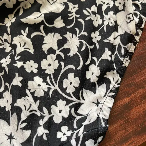 Tropical Escape Black And White Floral Ruched One Piece Swimsuit