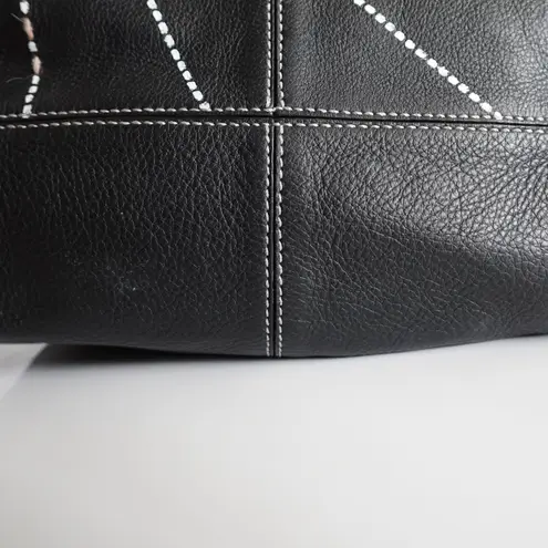 Bertoni 1949 Black Leather Emrbroidered Shoulder Bag Satchel Handbag Boho Artsy