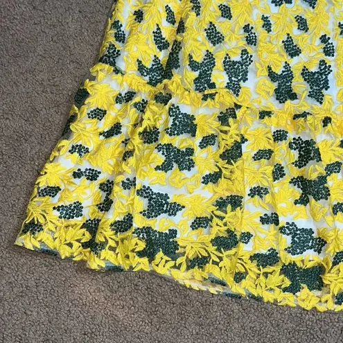 Dress the Population Sunny Floral Embroidery Tiered Dress Canary Yellow Small