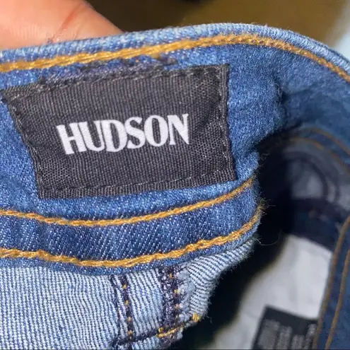 Hudson Jeans Hudson Malibu Capri Cropped Cuffed Hem Back Pocket Button Flap Jean Shorts