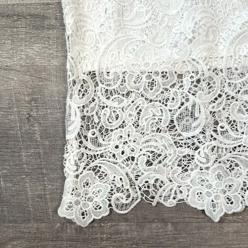 Main Strip White Crochet Lace Overlay Midi Dress M Sleeveless High Neck Bridal