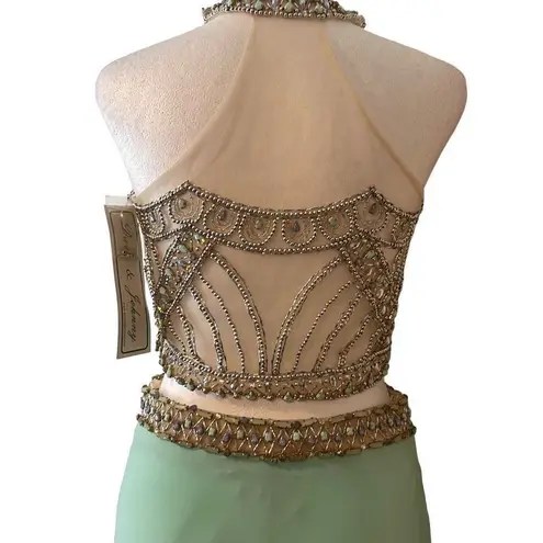 Dave and Johnny Women's 2 PC Stone Studded Crop Top Slit Skirt Prom Dress …