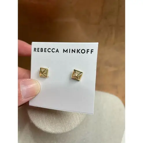 Rebecca Minkoff NWT  Minimalist Geometric Gold Tone Square Stud w/ Push‎ Backs