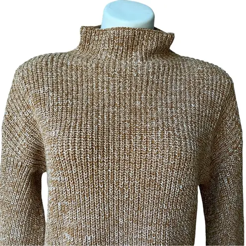 Cupcakes and Cashmere Tan Mock Neck Sweater Marled Cotton, Sz M