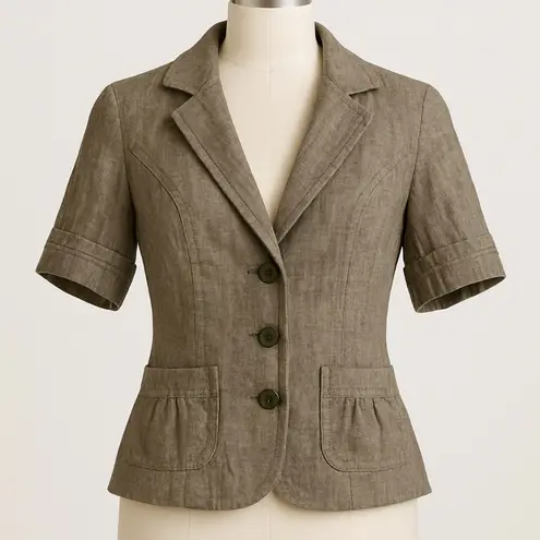 Vintage Y2K 100% Linen The Limited Women’s Button Front Blazer Top sz S Academia Brown