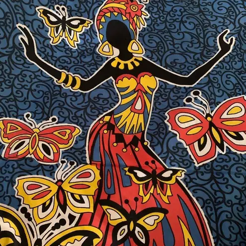 Gypsie Blu kaftan swim cover up one size large xl medium blue dancing beach Orange