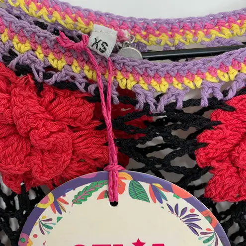 CeliaB Ambra Embroidered Midi Dress Black Womens XS