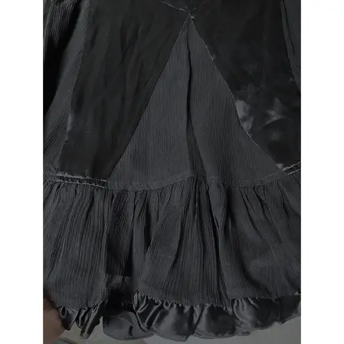 Alfani Whimsygoth Silk Bias Midi Skirt Ruffle Hem Black Godet Flowy Women 10