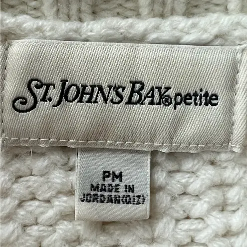 st. john's bay  Chunky Cream Cardigan with Collar and Large Buttons - Size MP