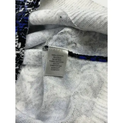 Christopher & Banks Paisley Rose Print Cardigan Sweater Blue Small 100% Cotton