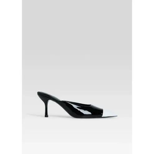 retrofete Allegra Leather Kitten Mule Black Womens Size 39 US 8