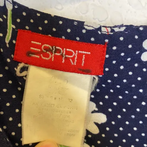 Esprit Sleeveless Mini Slip Dress Floral & Polka Dot Vintage Zipper Sz Sm Navy