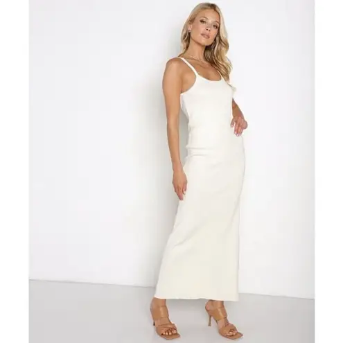 Charlie Holiday ✨ Deliah Ribbed Midi Ivory Sz 4 Dress Cloud✨
