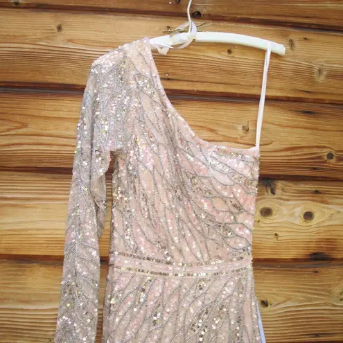 Mac Duggal 4982 Womens EMBELLISHED ONE SLEEVE GOWN W/ SEQUIN BELT