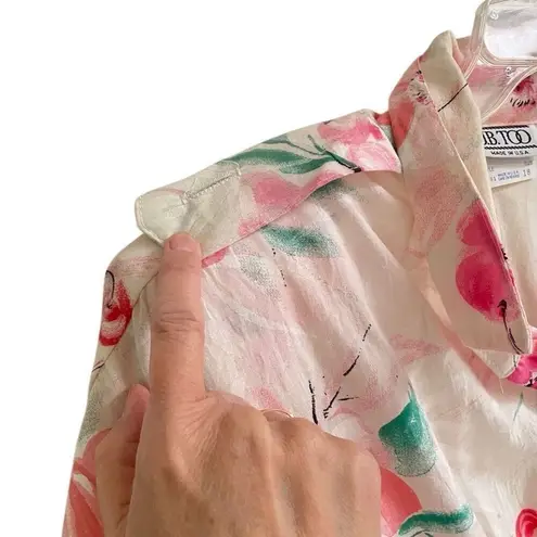 Vintage JB Too Floral Dress Womens Size *M Shirt Dress cherry blossom white pink Size M