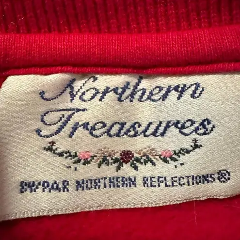 Vintage Pullover Sweatshirt Large Winterberry Holly whimsical unique Christmas