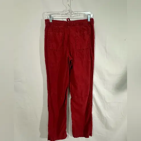 The Territory Ahead Women’s Linen-Cotton Roll-Up Pants - Red - Size 8