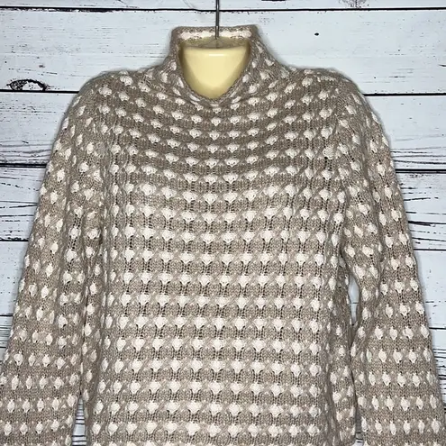 Sleeping on Snow Sz L Chunky Open Weave Popcorn Turtleneck Wool/Cashmere Sweater Size L - Image 2