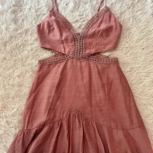 INDIKAH Rose Mauve Cutout Mini Dress – Size M