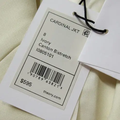 Theory NWT  Cardinal in Ivory Canton Bistretch Wool Blend Jacket 8 $595