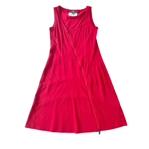 Euro Style Rimini Tank Dress Red Asymmetrical Zipper Front 2 M L Lagenlook Artsy Size M