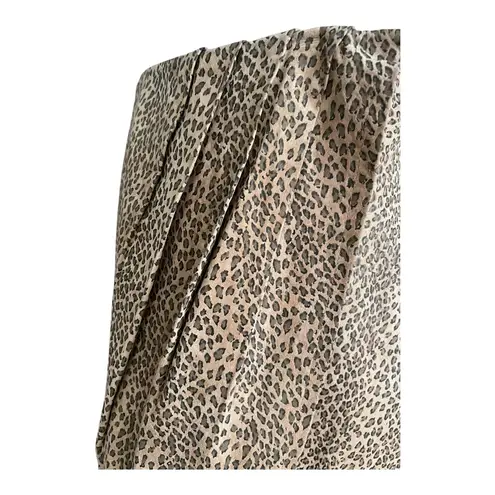 Vintage 80s Leopard Print Leather Women's Wrap Skirt Size M Brown Size M