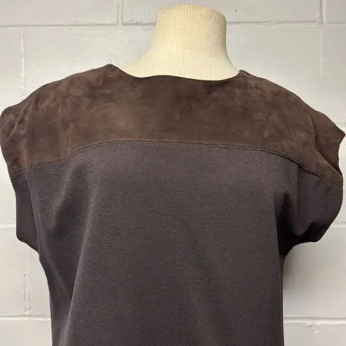 Carlisle Collection Brown With Brown Suede Neckline Shift Dress Size 10