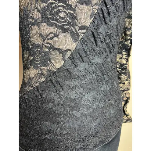 Weissman 7549 Black Viva La Vida Biketard lace Black Gold puff sleeves