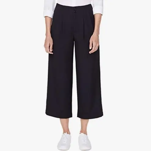 NYDJ Frisco Wide Leg Crop Pants in Black Pleated Size 12