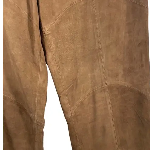 Juliana Collezione 100% Suede Leather Pants Women's 8 Brown Bootcut High Rise Tan