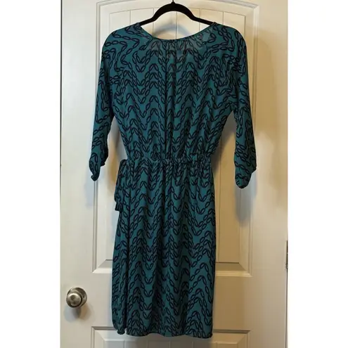 41 Hawthorn Womens M Renesme Wrap Dress 3/4 Sleeve Blue Green Geometric EUC! Size M