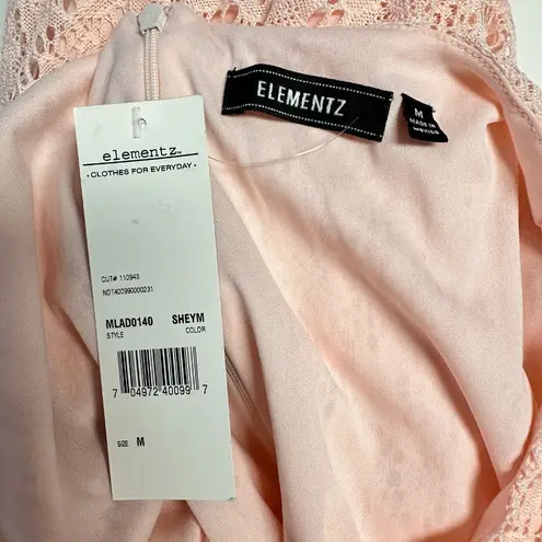 Elementz Lace Dress Sleeveless Party Cocktail Pink Dress with Belt Size M