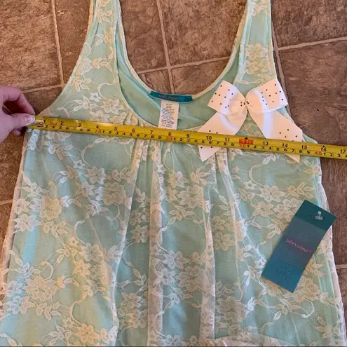 julie's closet NEW White & Blue Lace Tank Top w/ Bow NWT