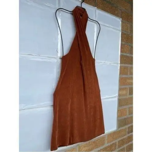 With Jean With Jéan Lena Halter Wrap Mini Dress - Chocolate Brown, NWT Medium