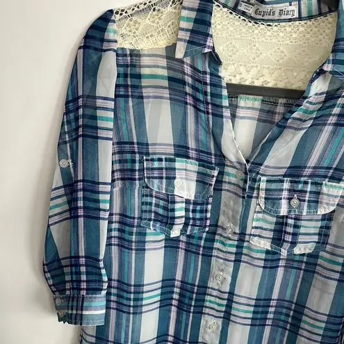 Cupid’s Diary Blue and White Button Down Shirt